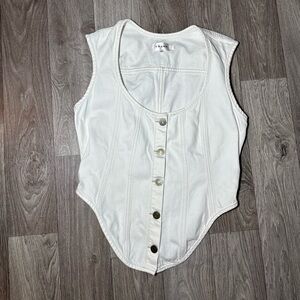 Frame Denim Women's White Button-Front Vest  Top Size 6